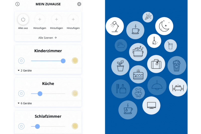 In der IKEA Home smart App werden unterschiedliche verbundene Geräte angezeigt